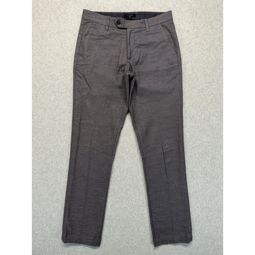 Ted Baker Mens 32R Gray Dress Pants Flat Front Straight Leg Trousers 32x32